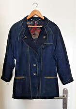 Lederjacke Damen, blau, weiches Wildleder