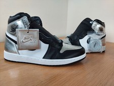 Nike Air Jordan 1 Retro High Silver Toe Bnib Basketballschuhe Turnschuhe UK 9,5