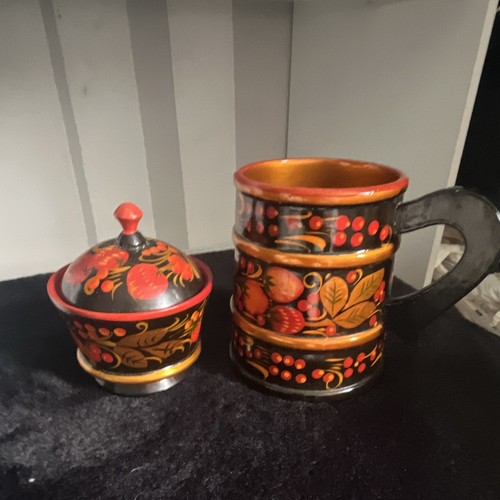 Handbemalt holz becher - handbemalt, becher/tasse