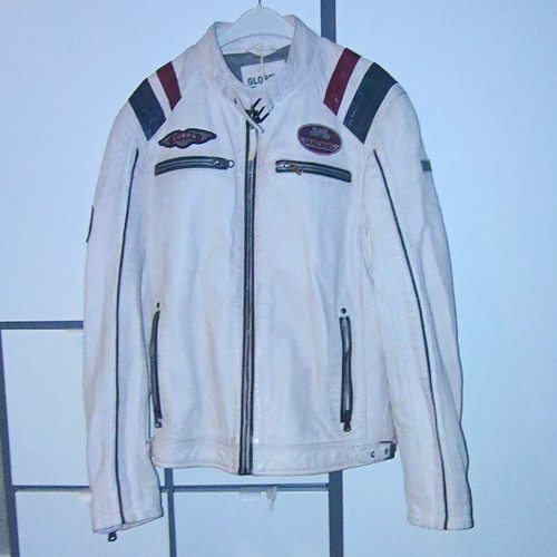 Herren bikerjacke leder weiß - herren,