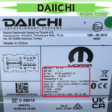 Daiichi radio code für - code,
