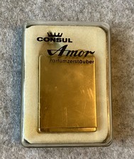 Goldfarbener Vintage Parfümzerstäuber "Amor" von Consul in Originalhülle
