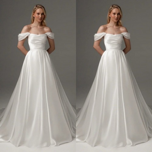 Satin brautkleider weiß - satin,