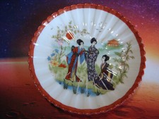 Tuppack Porzellan Japan - Bunt 1920-45 Wellenschliff Untertasse Deko Teller RAR