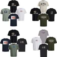 Jack Jones T-Shirt Herren . 4er Pack . O-Neck Tee Rundhals Marken Männer WOW Neu