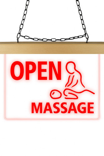 Led leuchtschild open - leuchtschild, massage