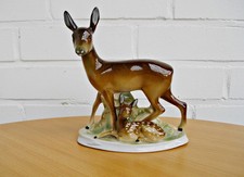 Porzellanfigur Reh mit Kitz - Fasold & Strauch Bock-Wallendorf - 19x17,5x8 cm