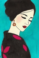 PORTRAIT Frau Mädchen Tusche