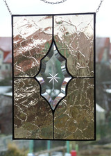 Bleiverglasung Fensterbild Gravur- Facette / Echt- Antikglas in Tiffany  