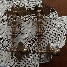 Zwei Schöne Antike Originale Wandkerzenhalter Aus Messing