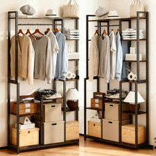 UNHO Extra Groß Metall Kleiderschrank Offen Kleiderständer mit Stange Garderobe