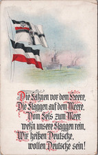 Künstler AK Postkarte Feldpost Fahnen Flaggen deutsche kaiserliche Marine