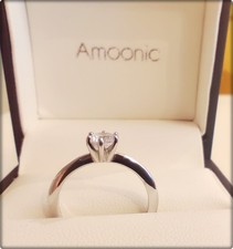 Verlobungsring Damen Amoonic Gr. 52 Silber 925 mit Zirkonia Stein Weiß W NEU !