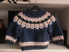 Kinderpullover mit Mütze aus Original Islandwolle (Größe 110-116)