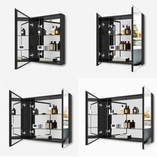 Spiegelschrank Badeschrank Schwarz Badezimmerspiegel Wandspiegel Doppelseitiger