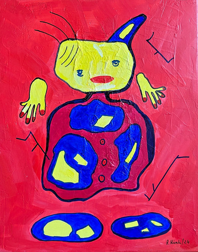 Original abstrakt rot blau