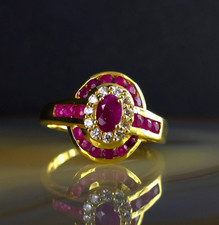 Ring Silber 925 Rubin rot Topas Gold 20,0 mm Designer - extravagant