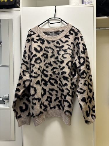 Leopard print knit sweater - knit,