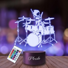 Personalisierte 3D LED Lampe Nachtlicht Geschenk Schlagzeug  für Musikliebhaber