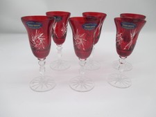 6 rubinrote Sherrygläser, 24