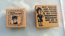 2 freche Motivstempel Holz von Heindesign "frei machen" + "Spruch" Stempel-Set