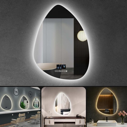 75cm led badspiegel mit uhr - led,
