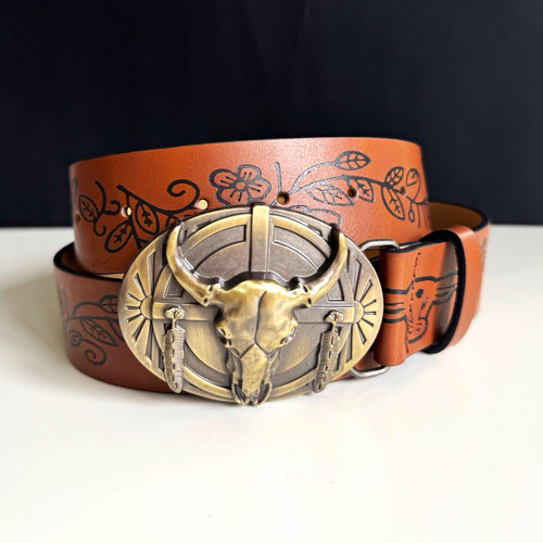 Western y2k gold bull cowboy - y2k,