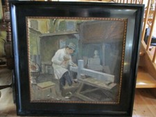 Gemälde 1920 Steinmetz baut ein Kreuz Carlo Christoffer Hornung Jensen 1882-1960