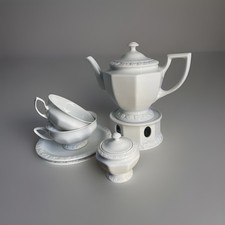Rosenthal Maria Weiß Tee Set Kanne, Stövchen, Zuckerdose + 2 Tassen&Unterteller