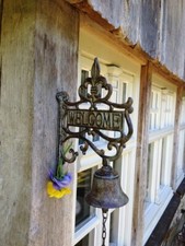 Wandglocke mit Welcome, Gartentor Dekoration, Glocke fürs Gartenhaus Türglocke