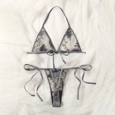 Frauen BH Set Transparent Ungefüttert Blumen Versuchung Bügel Zweiteilig