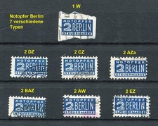 Notopfer Berlin: 7 verschiedene Typen, gestempelt