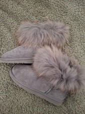 Oog Boots Stiefelette Stiefel Bootie Lammfell 41 Grau Fellkrempe