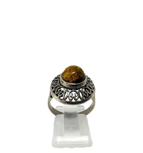 Vintage amber bernsteinring - vintage,