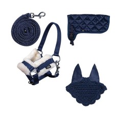 HKM Satteldecke mit Halfter Set und Haube Zubehör für Hobby Horse Blau