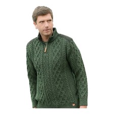 Herren Aran Pullover grün