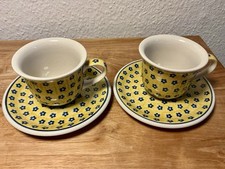 Bunzlauer Keramik Kaffeetasse mit Untertasse 2x