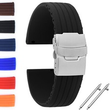 18 | 20 | 22 | 24 mm Silikon Uhrenarmband Ersatz Armbanduhr Gummi Band Schwarz