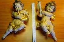 2 wunderschöne Putten / Engel mit Instrumenten - ca. 19 cm - Handbemalt - Barock