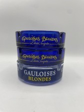 3x Gauloises Aschenbecher Set blau
