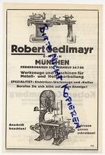 MÜNCHEN, Werbung 1925, Robert Sedlmayr GmbH Werkzeuge Maschinen Metall