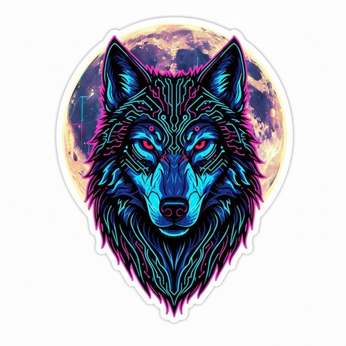 Neon wolf autoaufkleber - wolf,