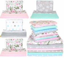 Minky Kwadrat Baby Kinderwagenset  Kuscheldecke Kinder Decke Kissen