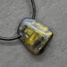 +Natur+ NELLIT PIETERSIT  Freeform EDELSTEIN-ANHÄNGER -gebohrt +Lederband #R19