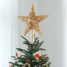 30 x 35 cm Stroh-Baumspitze Christbaumspitze Stern aus Stroh Christbaumschmuck
