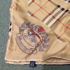Burberry Großer Seidentuch Kariert Beige 84 cm Pferd Logo