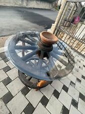 tisch, Wohnzimmertisch, 100 Jahre alte Wagenräder, Gehärtetes Glas, Dekorativer
