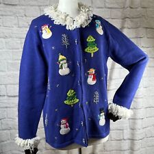 Vtg Storybook Knits Schneemann Wunderland Weihnachten Pullover Damen Klein