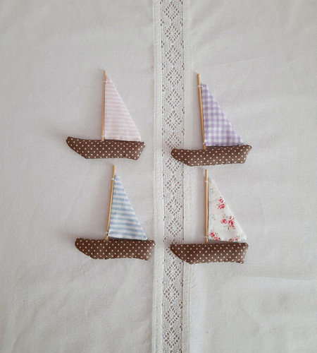 Segelboot 4er set braun - set,,
