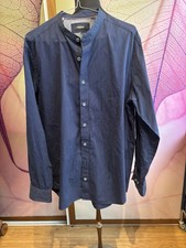 Walbusch Herrenhemd 41/42 L blau Gestreift Stehkragen. Neu